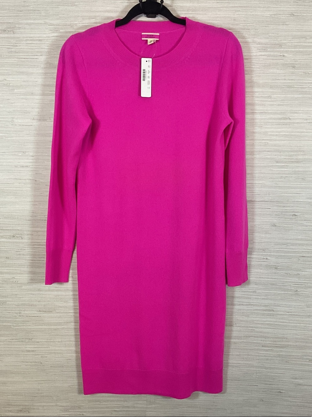 J Crew Everyday Cashmere Crewneck Sweater Dress Size Small NWT Hot Pink